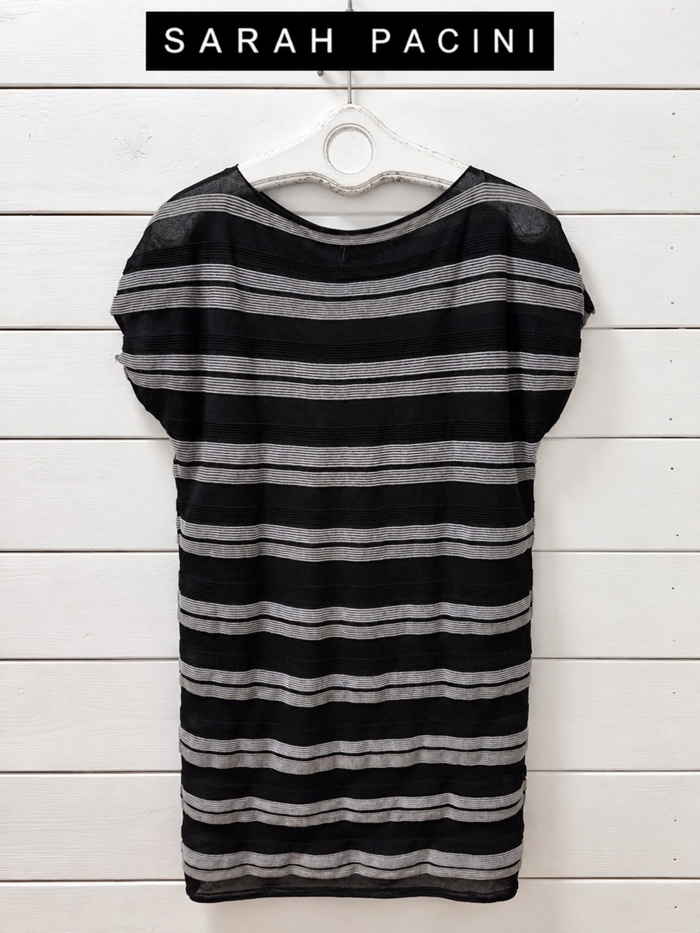 SARAH PACINI – Striped Sheer Mini dress /tunic – One size
